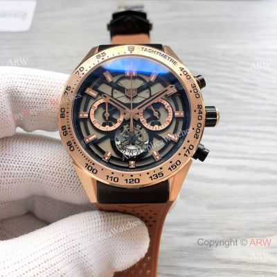 Best Quality Tag Heuer Replica Watches Carrera Rose Gold Skeleton Watches